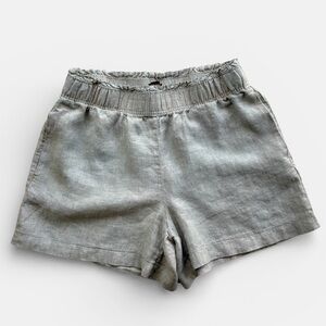 Quince Beige 100% Linen High Waisted Shorts Large in Flax